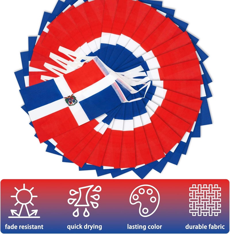 MVPRING Dominican Republic String Flag Pennant Banner, Small Mini Bandera Dominicana Flags Bunting Banner, National Country Decoration for School, Party, Sports Events, Patriotic Festival, 33 Feet 30 Flags - Image 4